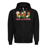 Black chicken   coffee cups Zipper Hoodie - MaliasSmallBusiness