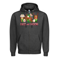 Charcoal Heather chicken   coffee cups Zipper Hoodie - MaliasSmallBusiness