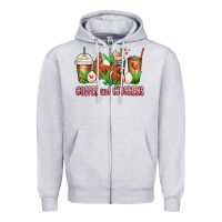 Heather Grey chicken   coffee cups Zipper Hoodie - MaliasSmallBusiness