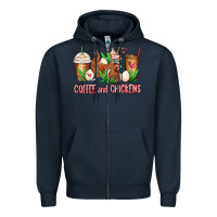 Navy chicken   coffee cups Zipper Hoodie - MaliasSmallBusiness