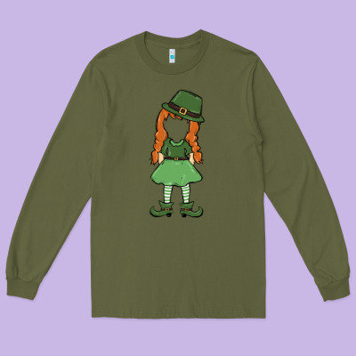 Leprechaun Girl Faceless Long Sleeve Tee Designed By Maliassmallbusiness