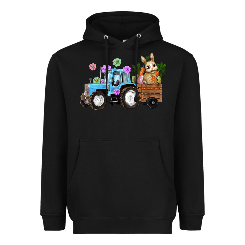 Easter Tracktor Bunny Carrot Flowers  Egg Heavyweight Hoodie by RanaPortraitStore | Teevron