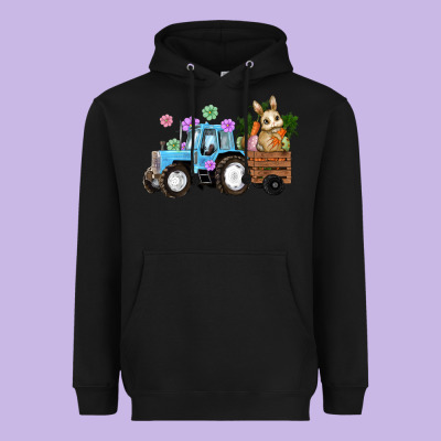 Easter Tracktor Bunny Carrot Flowers  Egg Heavyweight Hoodie Designed By Ranaportraitstore