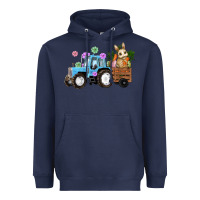 Navy easter tracktor bunny carrot flowers  egg Heavyweight Hoodie - RanaPortraitStore