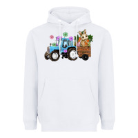 White easter tracktor bunny carrot flowers  egg Heavyweight Hoodie - RanaPortraitStore