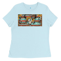 Baby Blue Boho bull skull and serape Ladies Tee - RanaPortraitStore