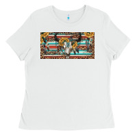 White Boho bull skull and serape Ladies Tee - RanaPortraitStore