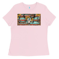 Bubblegum Pink Boho bull skull and serape Ladies Tee - RanaPortraitStore