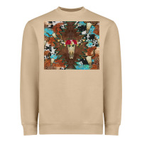 Mushroom western floral bullskull cowhide and leopard Heavyweight Sweatshirt - Artiststas