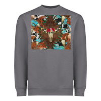 Storm western floral bullskull cowhide and leopard Heavyweight Sweatshirt - Artiststas