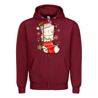 Burgundy christmas cat in Zipper Hoodie - MaliasSmallBusiness