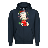 Navy christmas cat in Zipper Hoodie - MaliasSmallBusiness