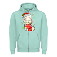 Seafoam christmas cat in Zipper Hoodie - MaliasSmallBusiness