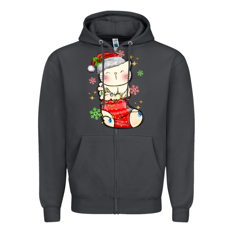 Christmas Cat In Zipper Hoodie by MaliasSmallBusiness | Teevron