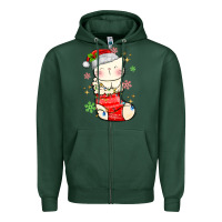 Sports Green christmas cat in Zipper Hoodie - MaliasSmallBusiness