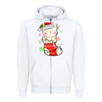 White christmas cat in Zipper Hoodie - MaliasSmallBusiness