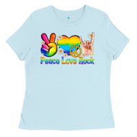 Baby Blue peace love rock pride Ladies Tee - texasbilliewilder