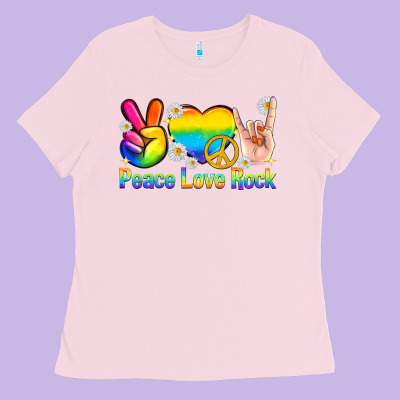 Peace Love Rock Pride Ladies Tee Designed By Texasbilliewilder