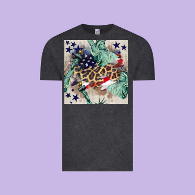 Statue Of Liberty Leopard Vintage Tee Designed By Bundleandbundleshop