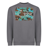 Storm western cowhide and leopard with turquoise background Heavyweight Sweatshirt - Artiststas