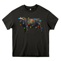 Asphalt christmas black angus bull with christmas lights Heavy Core Tee - RanaPortraitStore