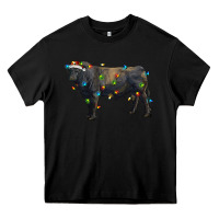 Black christmas black angus bull with christmas lights Heavy Core Tee - RanaPortraitStore