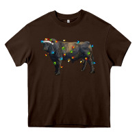 Chocolate Brown christmas black angus bull with christmas lights Heavy Core Tee - RanaPortraitStore