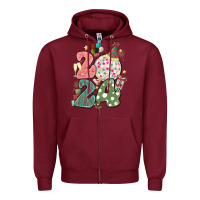 Burgundy 2024 happy new year Zipper Hoodie - MaliasSmallBusiness