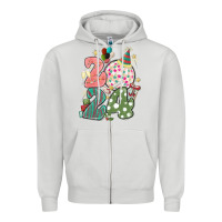 Dove Grey 2024 happy new year Zipper Hoodie - MaliasSmallBusiness