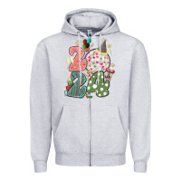 Heather Grey 2024 happy new year Zipper Hoodie - MaliasSmallBusiness