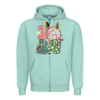 Seafoam 2024 happy new year Zipper Hoodie - MaliasSmallBusiness