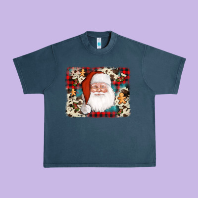 Cowhide Santa Cookie Socks Background Urban Heavy Tee Designed By Adodesignshop