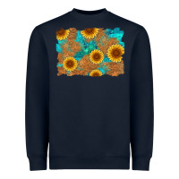 Navy sunflower turquoise and  leather background Heavyweight Sweatshirt - Artiststas