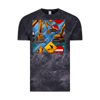 Cloud Black excavator seamless pattern Vintage Tee - BundleAndBundleShop