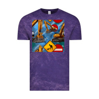 Cloud Purple excavator seamless pattern Vintage Tee - BundleAndBundleShop