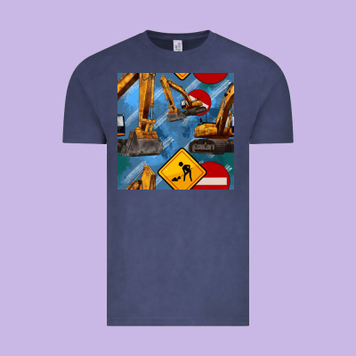 Excavator Seamless Pattern Vintage Tee Designed By Bundleandbundleshop