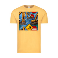 Vintage Mustard excavator seamless pattern Vintage Tee - BundleAndBundleShop