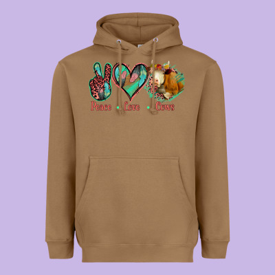 Peace Love Cows Heavyweight Hoodie Designed By Bettercallsaul