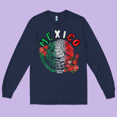 Mexico Long Sleeve Tee Designed By Maliassmallbusiness