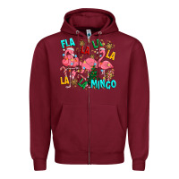 Burgundy christmas fla la la la la mingo Zipper Hoodie - MaliasSmallBusiness