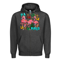 Charcoal Heather christmas fla la la la la mingo Zipper Hoodie - MaliasSmallBusiness