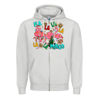 Dove Grey christmas fla la la la la mingo Zipper Hoodie - MaliasSmallBusiness