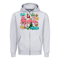 Heather Grey christmas fla la la la la mingo Zipper Hoodie - MaliasSmallBusiness