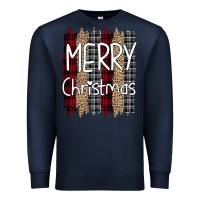Navy merry christmas leopard print Premium Sweatshirt - Bettercallsaul