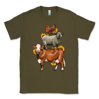 Army Green farm animals stack Classic Tee - LillyAllenDesigns