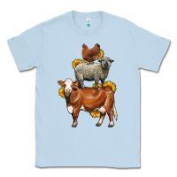 Dusty Blue farm animals stack Classic Tee - LillyAllenDesigns