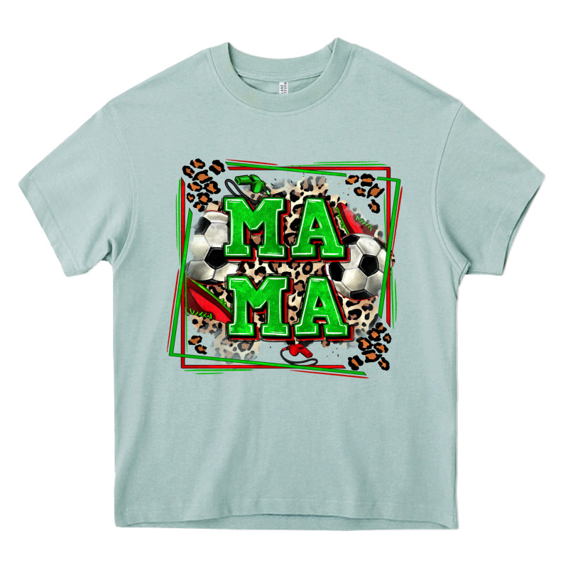 Soccer Mama With Leopard Heavy Core Tee by Zillion Design Studio | Teevron