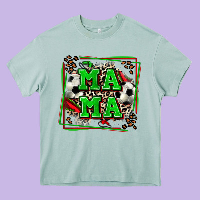 Soccer Mama With Leopard Heavy Core Tee Designed By Zillion Design Studio