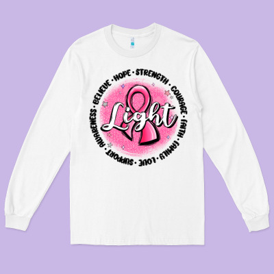 Fight Breast Cancer Long Sleeve Tee Designed By Maliassmallbusiness