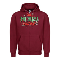 Burgundy one merry nurse Zipper Hoodie - MaliasSmallBusiness